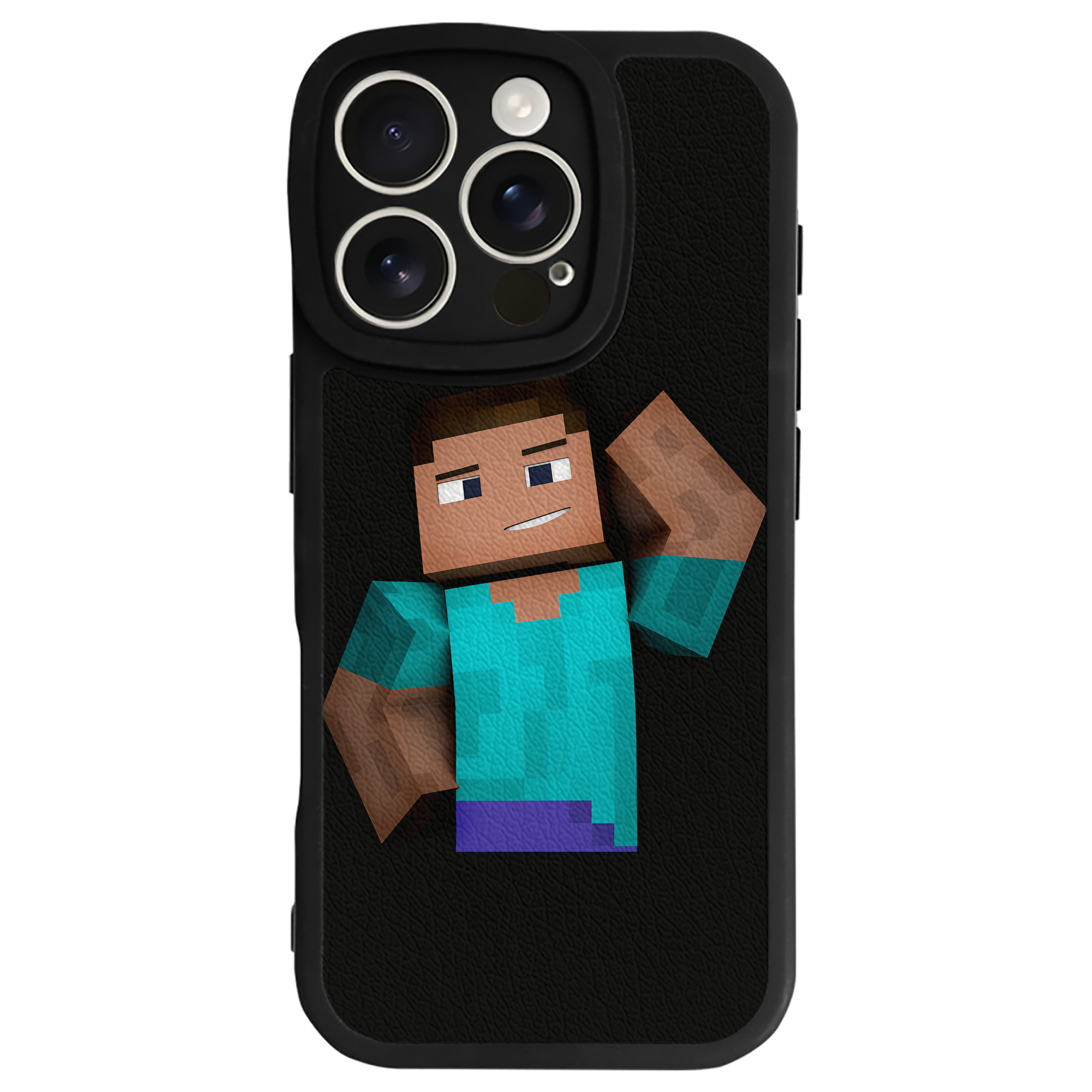 （画像用） マインクラフト ブロックの世界 Minecraft MC Block world 【iPhone 16シリーズ対応】シリコンスマホケース（レザー調） 材質：シリコン